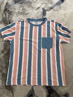 Men’s Striped Pocket Tee in Blue and Pink